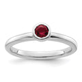 Sterling Silver Stackable Expressions Low 4mm Round Cr. Ruby Ring