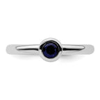 Sterling Silver Stackable Expressions Low 4mm Round Cr. Sapphire Ring
