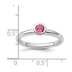 SS Stackable Expressions Low 4mm Round Pink Tourmaline Ring
