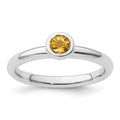 Sterling Silver Stackable Expressions Low 4mm Round Citrine Ring