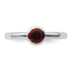 Sterling Silver Stackable Expressions Low 5mm Round Garnet Ring