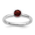 Sterling Silver Stackable Expressions Low 5mm Round Garnet Ring