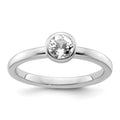Sterling Silver Stackable Expressions Low 5mm Round White Topaz Ring