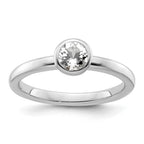 Sterling Silver Stackable Expressions Low 5mm Round White Topaz Ring