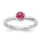 SS Stackable Expressions Low 5mm Round Pink Tourmaline Ring