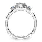 Sterling Silver Stackable Expressions Dbl Round Aquamarine & Dia. Ring