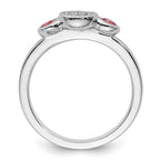 Sterling Silver Stackable Expressions Dbl Round Pink Tourm. & Dia. Ring