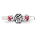 Sterling Silver Stackable Expressions Dbl Round Pink Tourm. & Dia. Ring