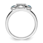 Sterling Silver Stackable Expressions Dbl Round Blue Topaz & Dia. Ring