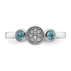 Sterling Silver Stackable Expressions Dbl Round Blue Topaz & Dia. Ring