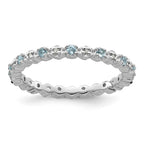 Sterling Silver Stackable Expressions Aquamarine & Diamond Ring