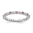 Sterling Silver Stackable Expressions Pink Tourm. & Diamond Ring