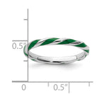 Sterling Silver Stackable Expressions Twisted Green Enameled Ring