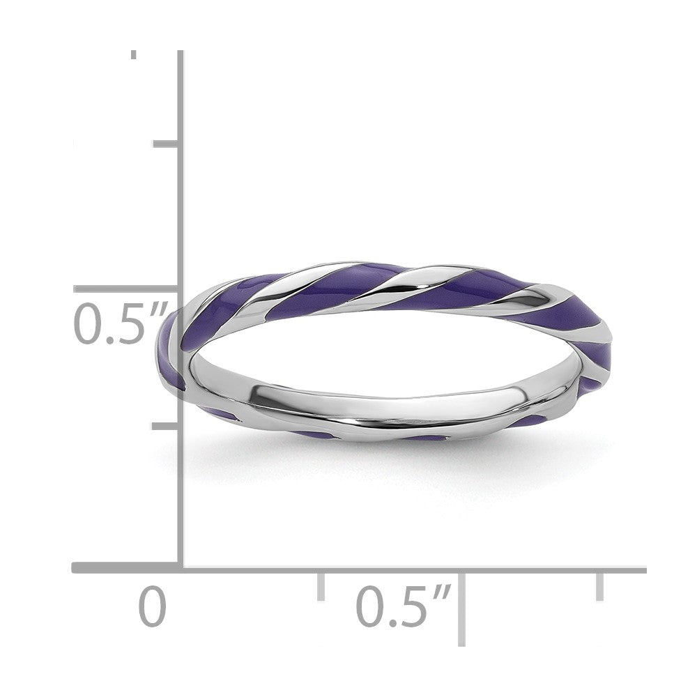Sterling Silver Stackable Expressions Twisted Purple Enameled Ring