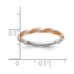 Sterling Silver Stackable Expressions Twisted Orange Enameled Ring