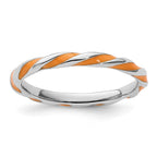Sterling Silver Stackable Expressions Twisted Orange Enameled Ring