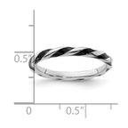 Sterling Silver Stackable Expressions Twisted Black Enameled Ring