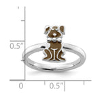 Sterling Silver Stackable Expressions Brown Enameled Dog Ring