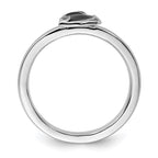 Sterling Silver Stackable Expressions Black Enameled Cat Ring