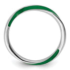 Sterling Silver Stackable Expressions Twisted Green Enameled Ring