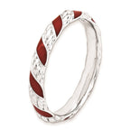 Sterling Silver Stackable Expressions Polished Red Enameled Ring