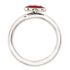 Sterling Silver Stackable Expressions Polished Enameled Hearts Ring