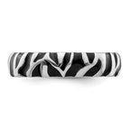 Sterling Silver Stackable Expressions Polished Enameled Animal Print Ring