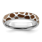 Sterling Silver Stackable Expressions Polished Enameled Animal Print Ring