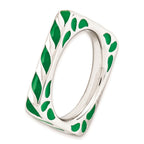 Sterling Silver Stackable Expressions Polished Green Enameled Square Ring