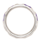 Sterling Silver Stackable Expressions Polished Purple/White Enameled Ring