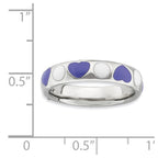 Sterling Silver Stackable Expressions Polished Purple/White Enameled Ring