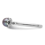 Sterling Silver Stack Exp. Polished Black FW Cultured Pearl Ring