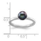 Sterling Silver Stack Exp. Polished Black FW Cultured Pearl Ring