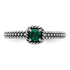 Sterling Silver Stackable Expressions Polished Cr. Emerald Ring