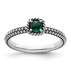 Sterling Silver Stackable Expressions Polished Cr. Emerald Ring