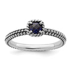 Sterling Silver Stackable Expressions Polished Cr. Sapphire Ring