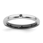 Sterling Silver Stackable Expressions Polished Half White/Black Dia Ring