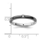 Sterling Silver Stackable Expressions Polished Half White/Black Dia Ring