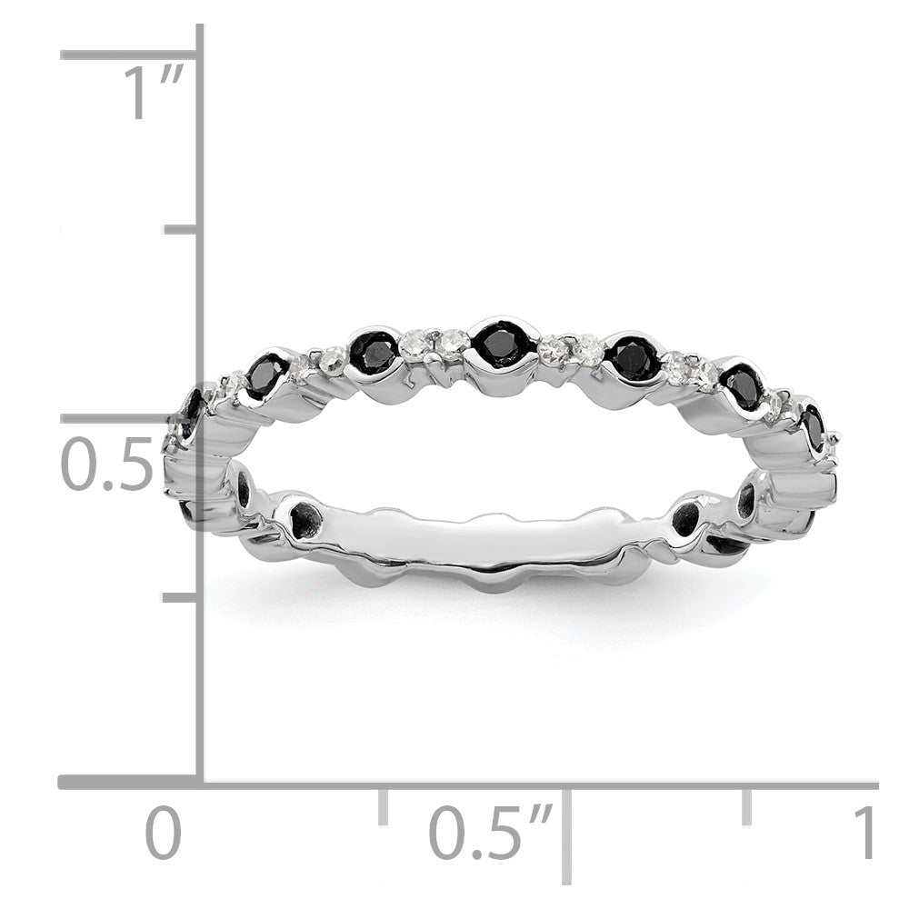 Sterling Silver Stackable Expressions Polished Black/White Dia Ring