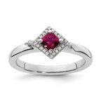Sterling Silver Stackable Expressions Polished Cr. Ruby & Dia Ring