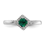 Sterling Silver Stackable Expressions Polished Cr. Emerald & Dia Ring