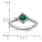 Sterling Silver Stackable Expressions Polished Cr. Emerald & Dia Ring