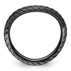 Sterling Silver Stackable Expressions Polished Black-plated Wave Ring