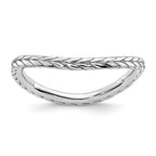 Sterling Silver Stackable Expressions Polished Rhodium-plated Wave Ring