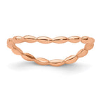 Sterling Silver Stackable Expressions Polished Pink-plate Wave Ring