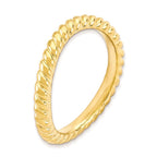 Sterling Silver Stackable Expressions Polished Gold-plate Wave Ring