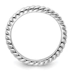 Sterling Silver Stackable Expressions Polished Rhodium-plate Wave Ring