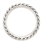 Sterling Silver Stackable Expressions Polished Rhodium-plate Wave Ring