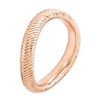 Sterling Silver Stackable Expressions Polished Pink-plate Wave Ring