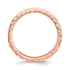 Sterling Silver Stackable Expressions Polished Pink-plate Wave Ring